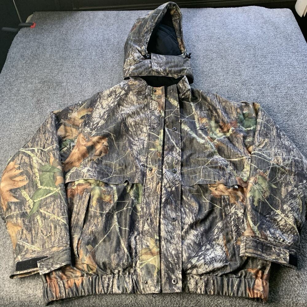 Vintage Red Head Camo Insulated Jacket Detachable Hood Mens XL MossyOak Hunting